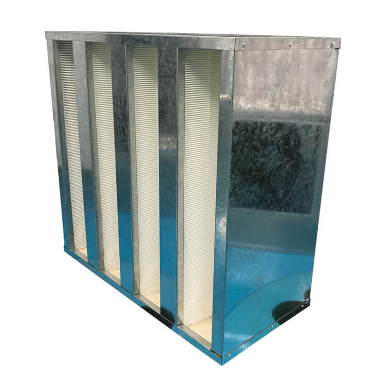 V Bank HEPA Filter In Metal Frame Rightside