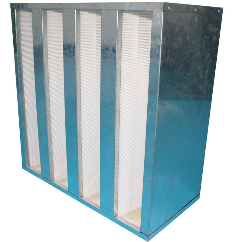 V Bank HEPA Filter In Metal Frame