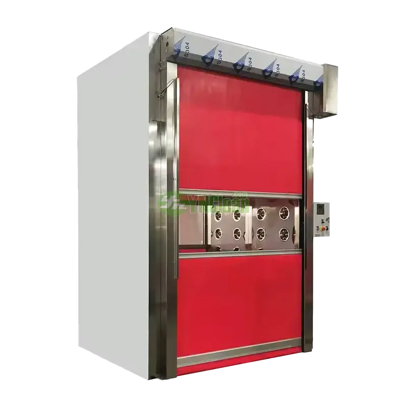 Fast rolling curtain door cargo air shower