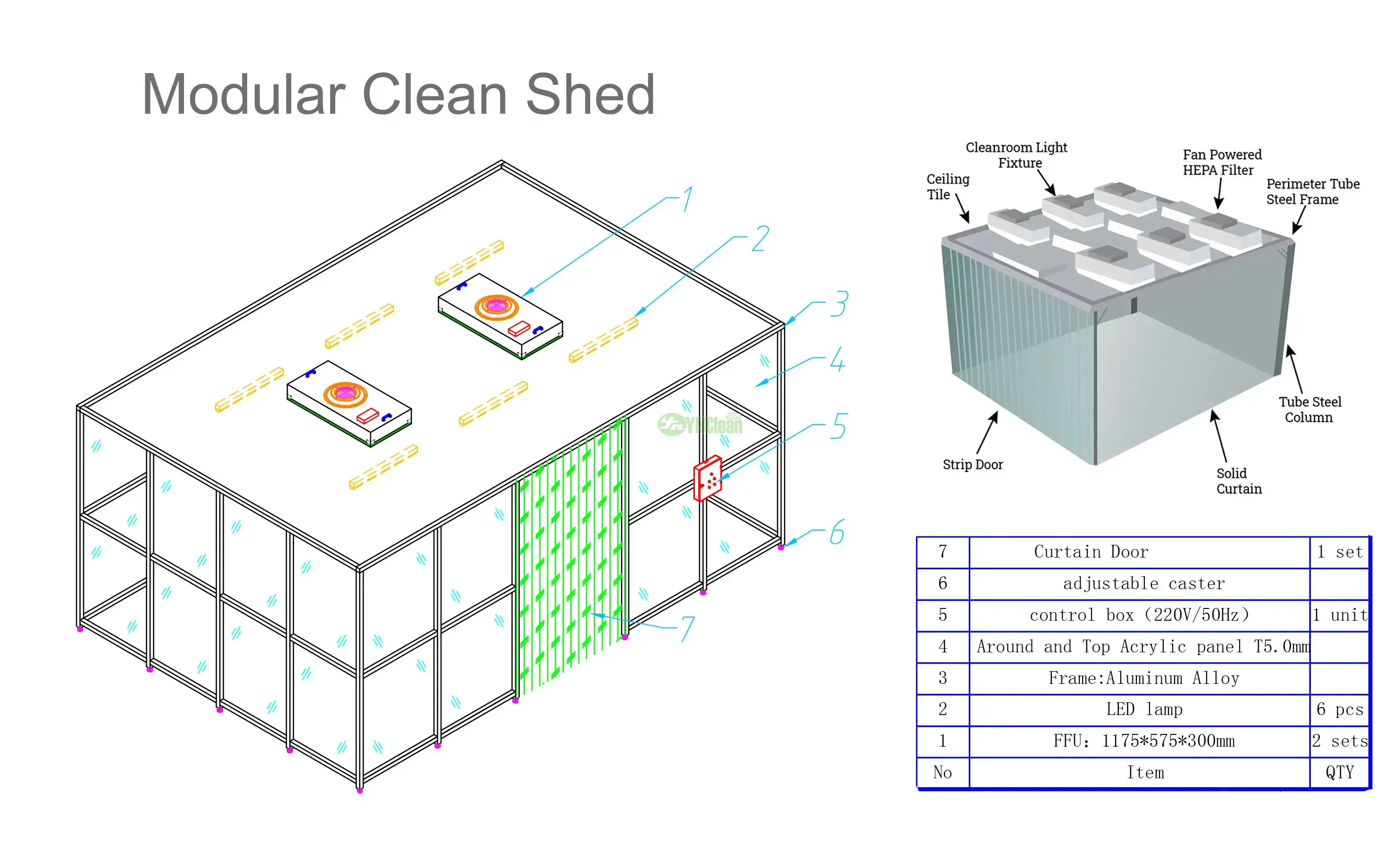 Modular Clean Shed Structure Diagram