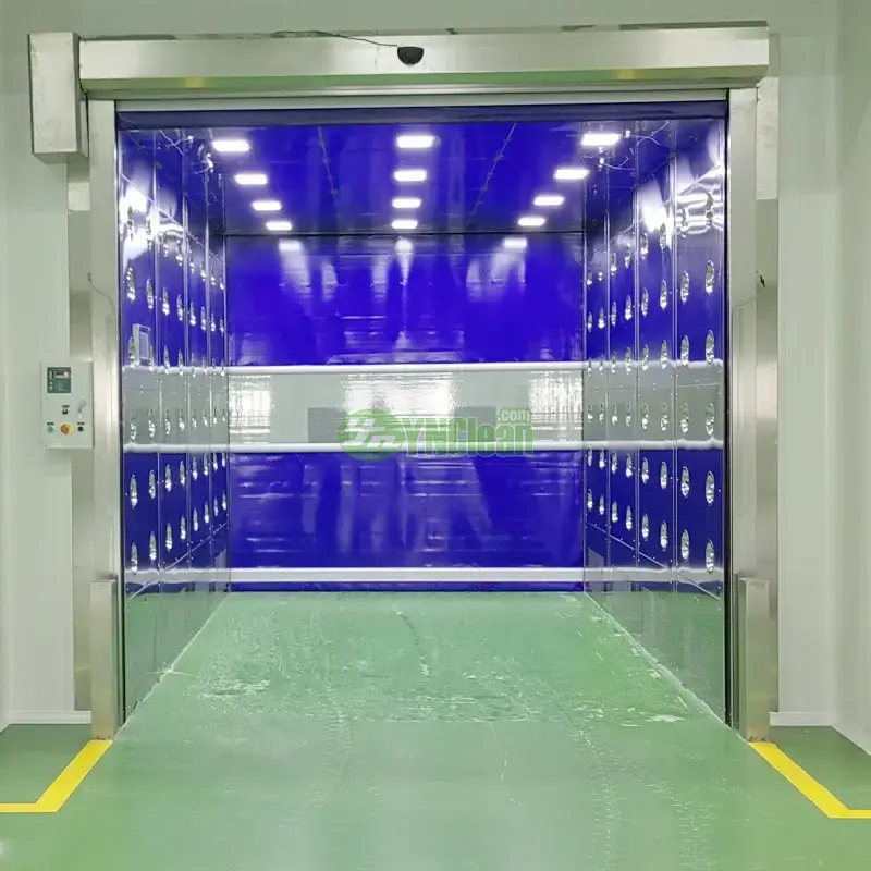 Automatic fast roll door air shower