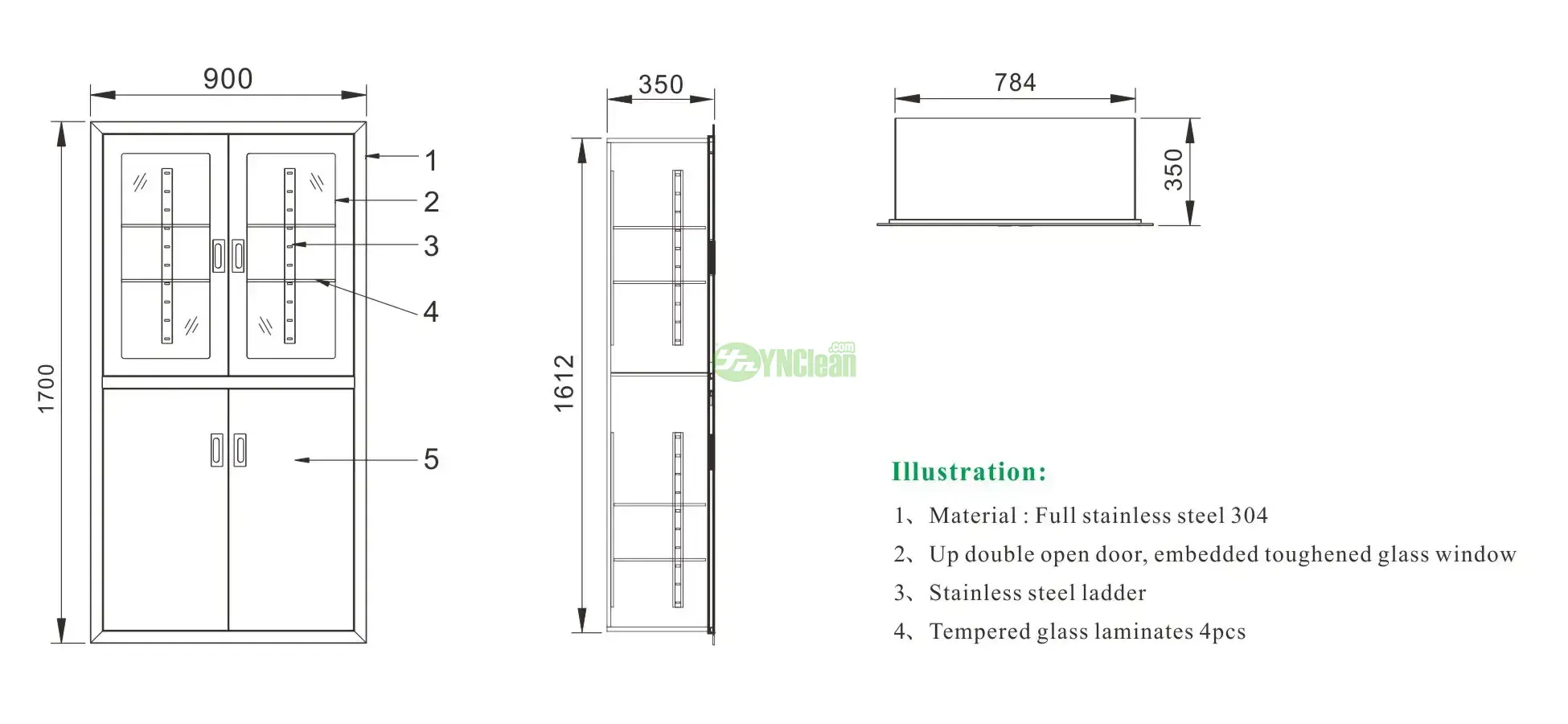Medical Cabinet Drawing Views