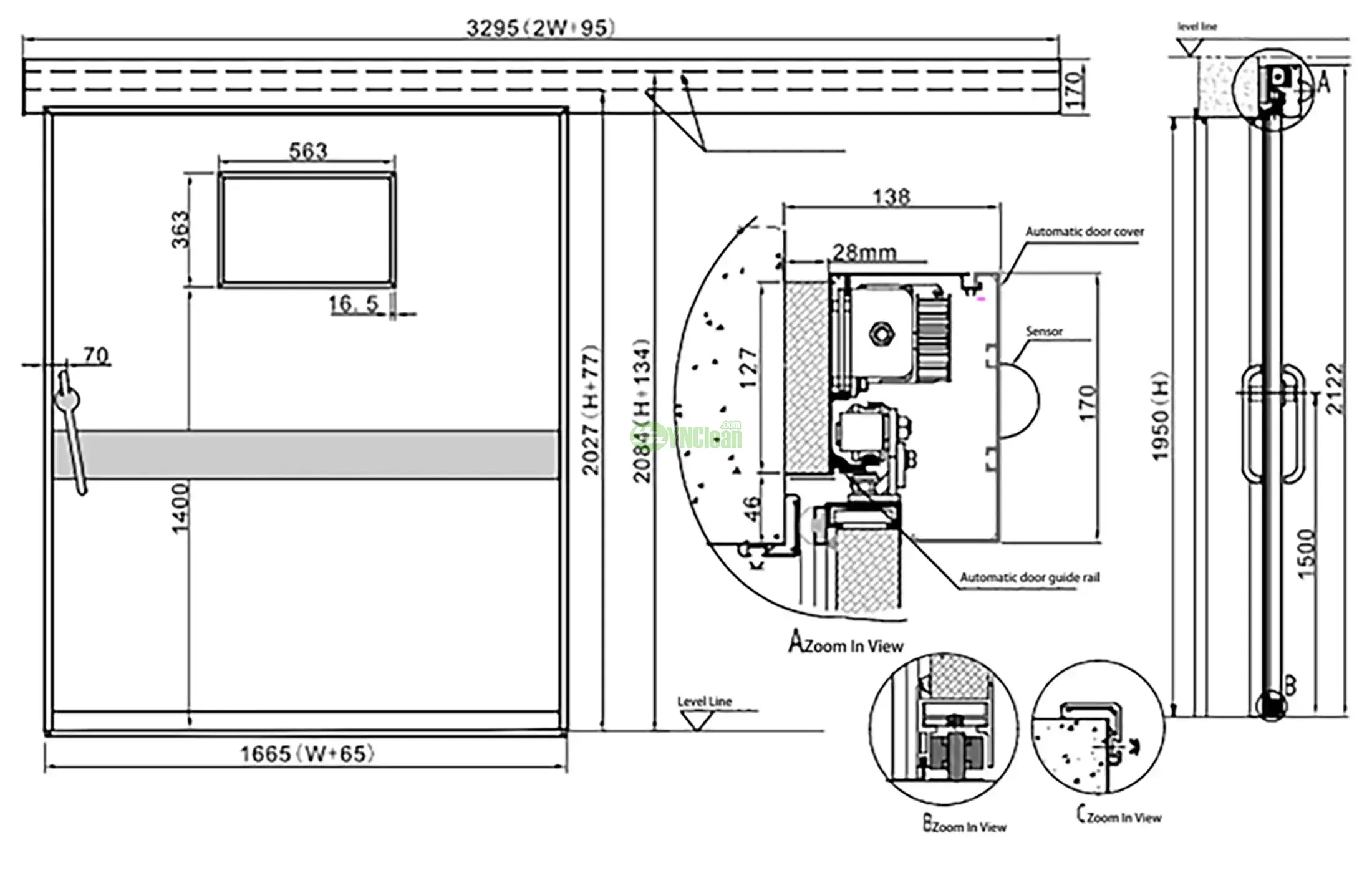 Hospital Automatic Sliding Hermetic Door Diagram